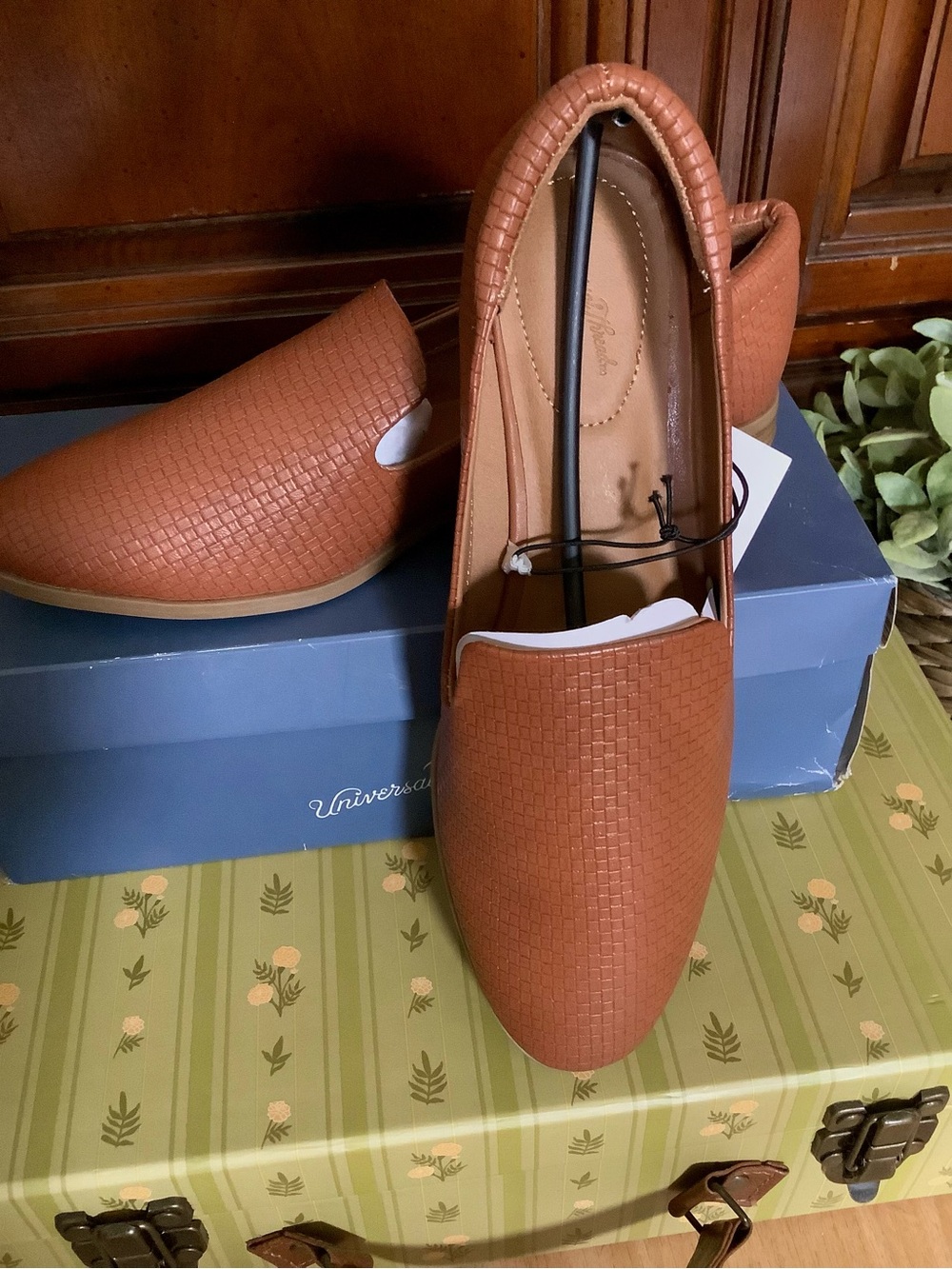 Universal Thread Women's Woven Slip-On Loafers in Cognac, 9M